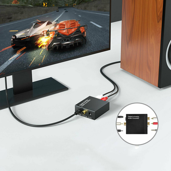 Digital Optisk Koax Till Analog RCA Ljudkonverterare Adapter