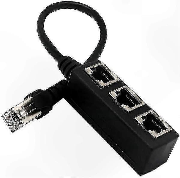 3-ports Ethernet-splitter for nettverksutvidelse og tilkoblingsadapter