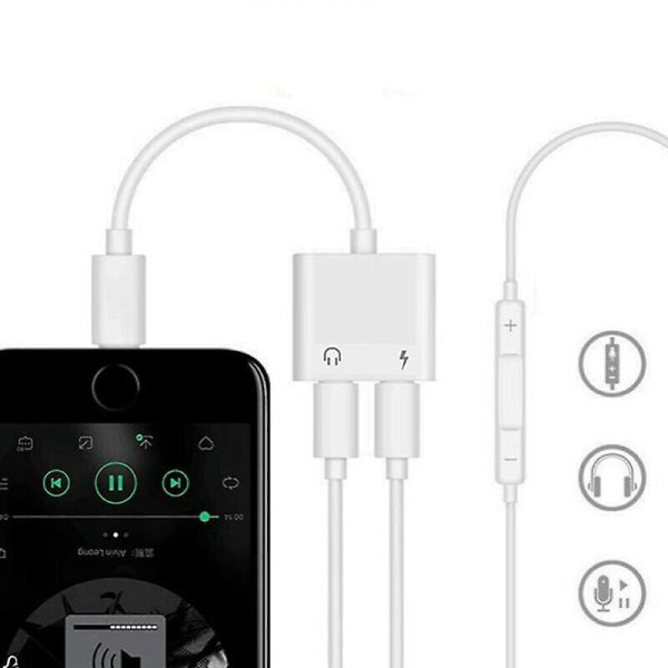 Dubbla adaptrar för iPhone 2 i 1 hörlursladdare för Apple iPhone 7 8 X XR 11!