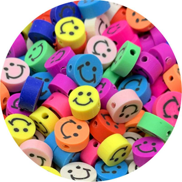 Smiley Face Perler Frugt Spacer Perler Farvede Polymer Ler Perler Til DIY Smykker Smile Face