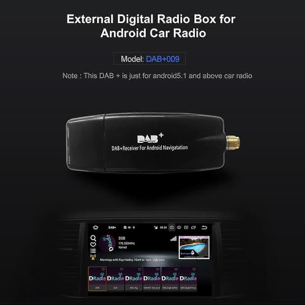 Bil DAB Digital Radiomottaker Full Frekvens Lavt Strømforbruk Plug-Play Auto Universal DAB-boks