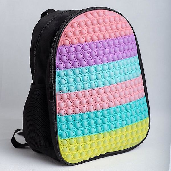 Farve Push Boble Drenge Pige Dekompression Skoletaske Rygsække Ægte Regnbue Pop It Rygsæk Fidget Legetøj Color  C