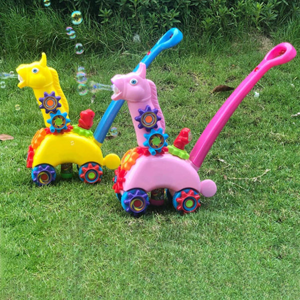 Tidig Pedagogisk Bubbel Fidget Leksaksmaskin Vagn Barn Automatisk Bubbelblåsare (Rosa)