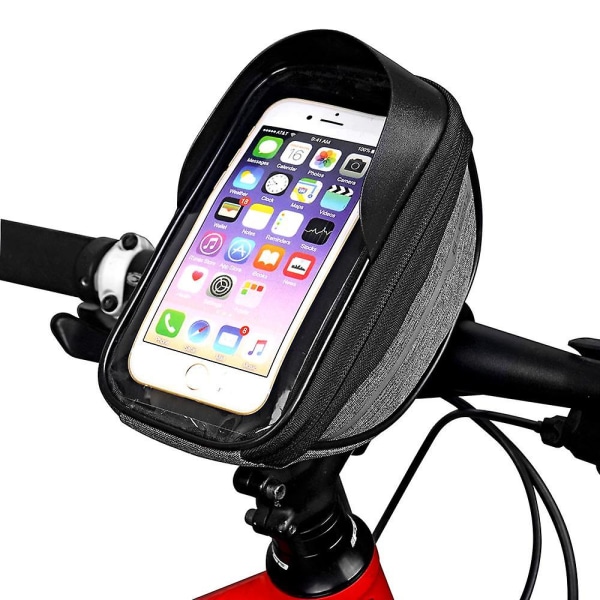 6,3 tums pekskärm cykelväskor, head Tube Telefonhållare för cykel, vattentät Mtb Cykeltelefonväska Gray