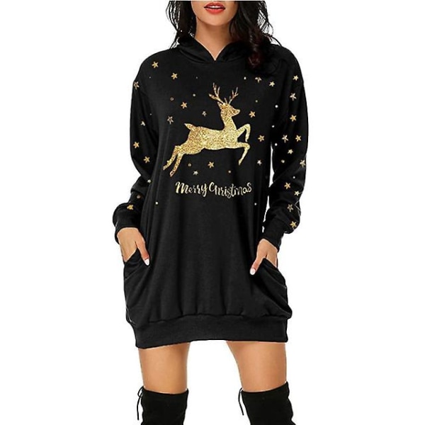 Julegenser Kjole Lomme Hettegensere Dame Topper Pullover Tegneserie Morsomme Gensere For Dame Casual Pullover Høst M