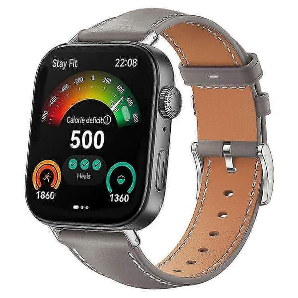 Urrem til Huawei Watch Fit 3 - Ægte slank læderrem Grey