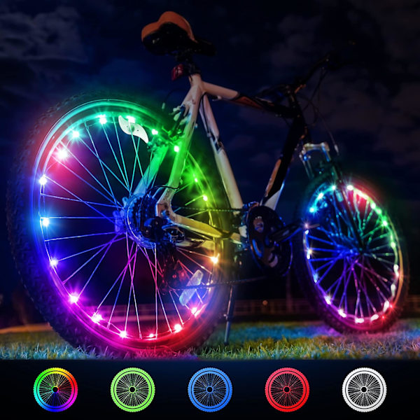 Sykkelhjullys - LED-sykkellykter, LED-lysstreng for sykkel (2 stk)