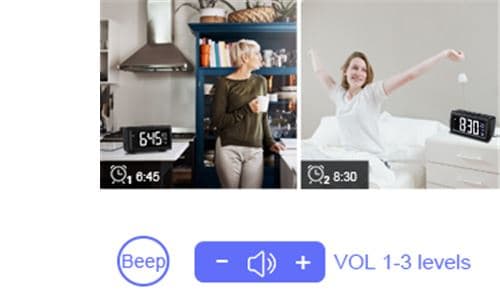 [LCS]Dobbel alarm FM vekkerklokkeradio USB digital klokke slumrefunksjon