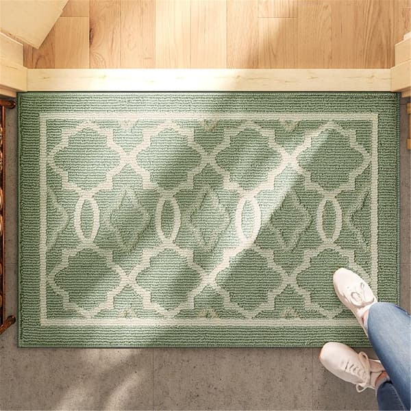 [LCS] Dørmatte 50x80 cm Polypropylen TPR Rektangulær Absorberende Vaskbar Sklisikker Grønn