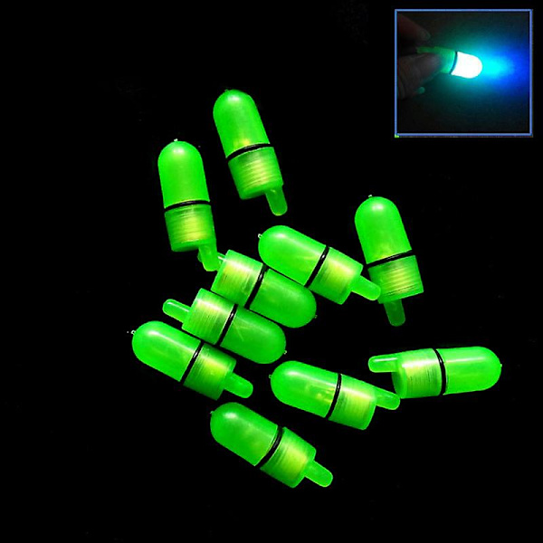 10 stk. LED Lys Natt Flottør Fiskestang Bite Shing Tilbehør Blue Light Round Head