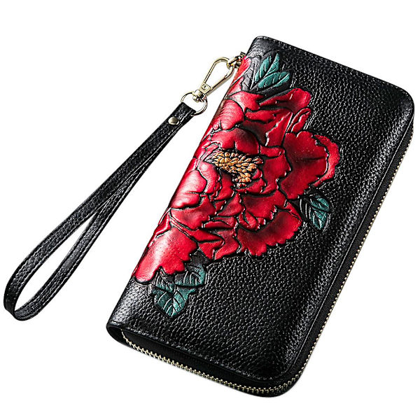 Dam Läder Stor Kapacitet Clutch Plånbok