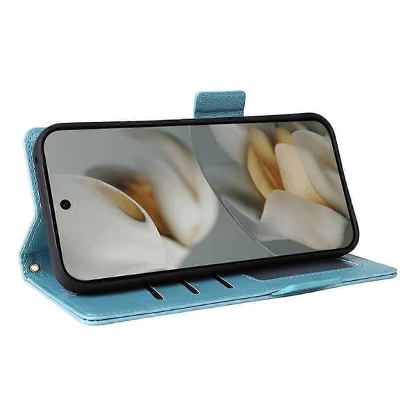 [LCS]Kompatibel med Google Pixel 10 Pro XL-fodral med handledsrem Litchi-textur PU-läder plånboksfodral LightBlue