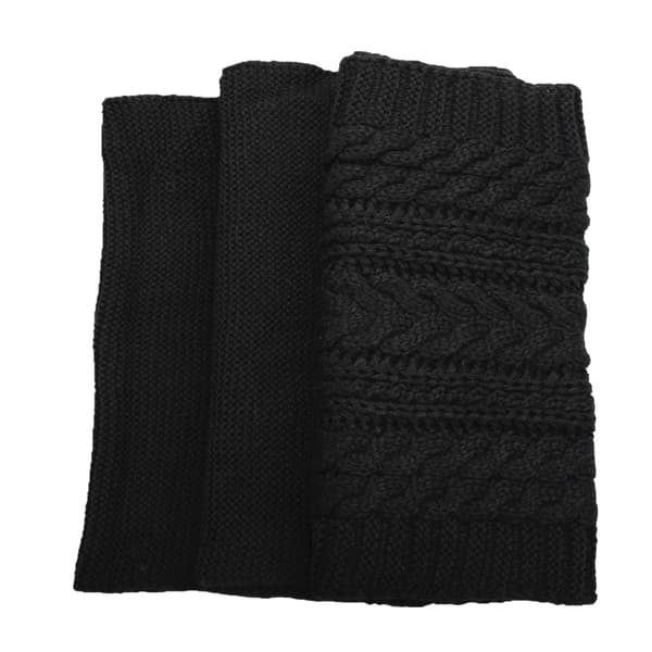 [LCS] Kvinders tykke ribstrikkede vinter-infinity-cirkeltørklæde Black