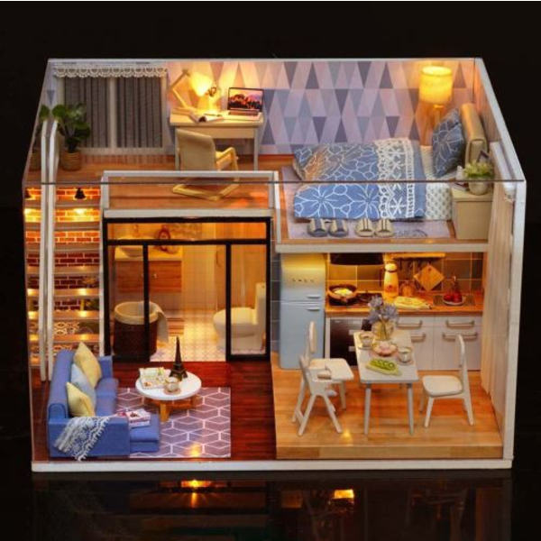 3D Trä Dockhus DIY Möbler Miniatyr Modell Julklapp