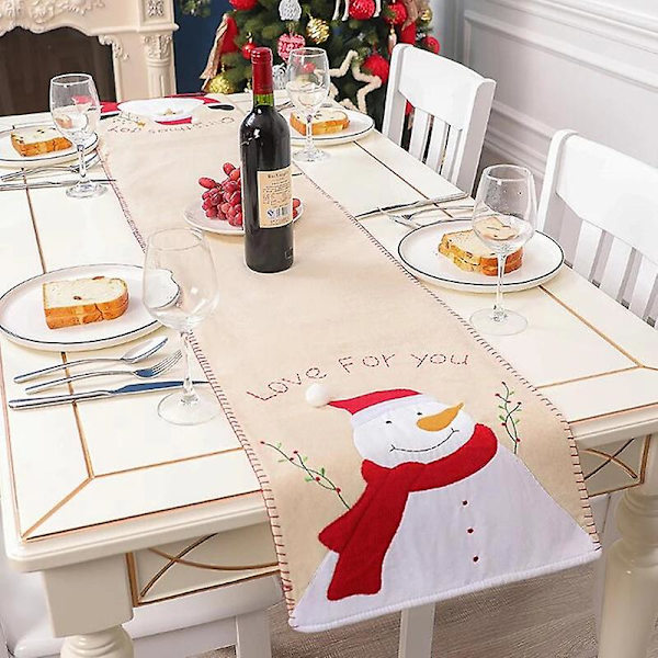 Jul Tomte Snögubbe Bordsflagga Restaurang Duk Bordstablett