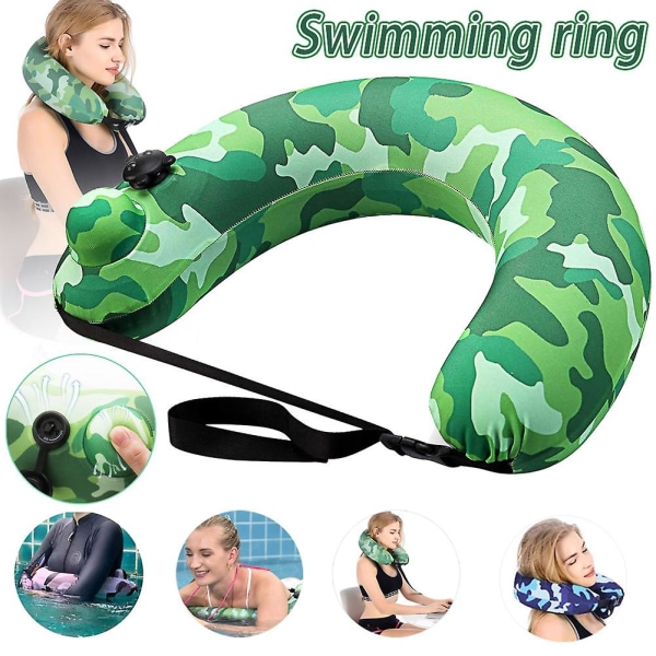 Simring Bärbar Uppblåsbar Badring Pool Flyt Kudde Resekudde För Pool Strand Blue