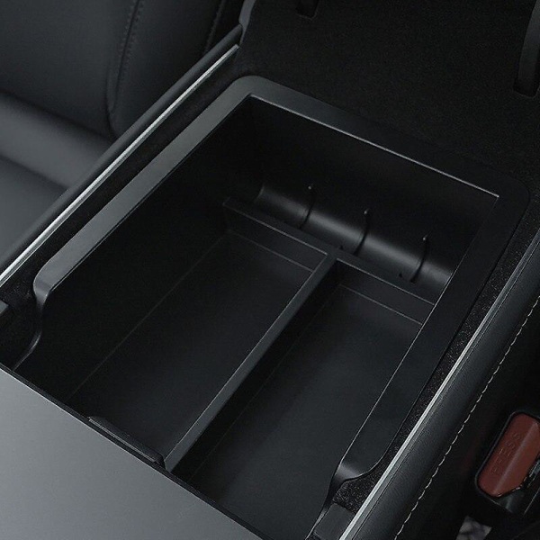 För Tesla Model 3 2021 Model Y bil central förvaringsbox organizer behållare flockad förvaringsväska hållare bil interiör tillbehör Usb spring silicone