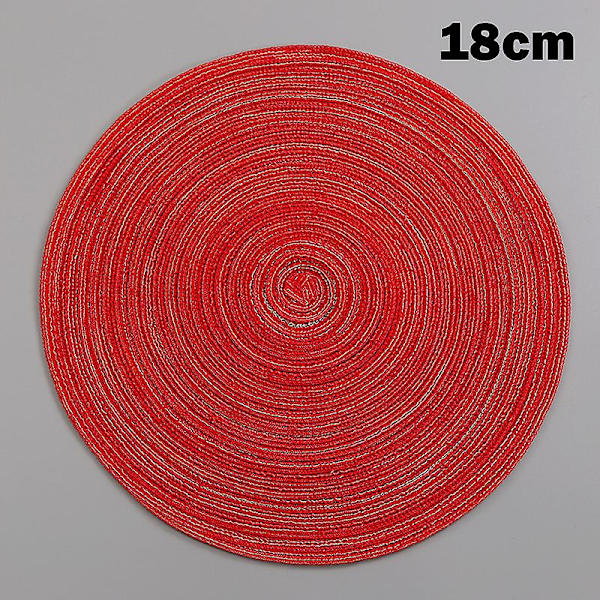 Pyöreä puuvillainen lasinalunen, lämmönkestävä ruokapöydän lautanen, matto kotitalouskäyttöön, suojaa pöytää palamiselta Red 18cm