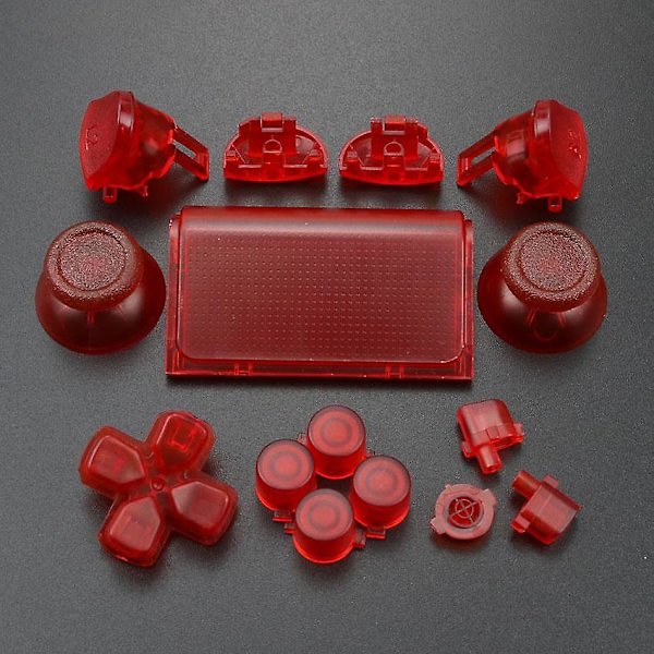 Yuxi komplett set joysticks dpad r1 l1 r2 l2 riktningsknapp abxy knappar jds 040 jds-040 Kompatibel med Sony PS4 Pro Slim-handkontroll Clear red