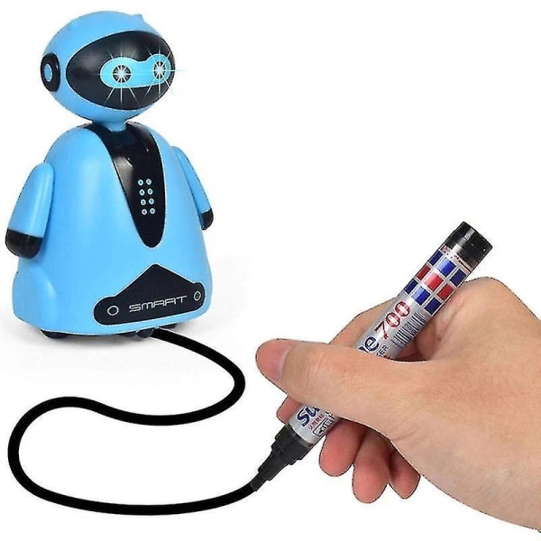 Följ Valfri Ritad Linje Magisk Penna Leksak Induktiv Robot Barnleksak Present Karta Kör Elektrisk Leksak Blue