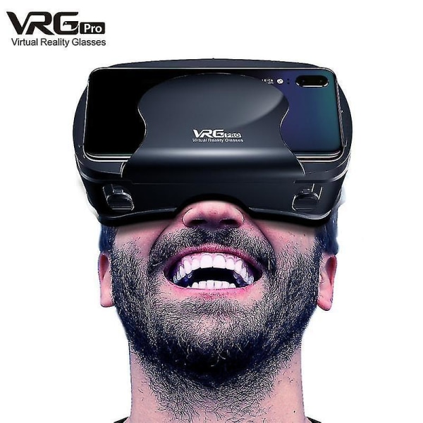 Svarta vrg pro 3d vr glasögon virtuell verklighet fullskärm visuell vidvinkel vr glasögonlåda för 5 till 7