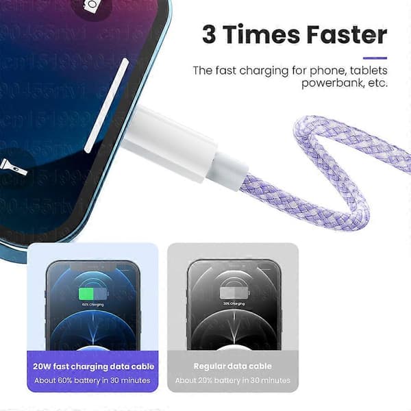 20W PD USB C-kabel Kompatibel med iPhone 14 13 12 Pro Max Hurtiglading USB C-kabel Kompatibel med iPhone 12 Mini Pro Max Data USB Type C-kabel 1/2M Blue 1M