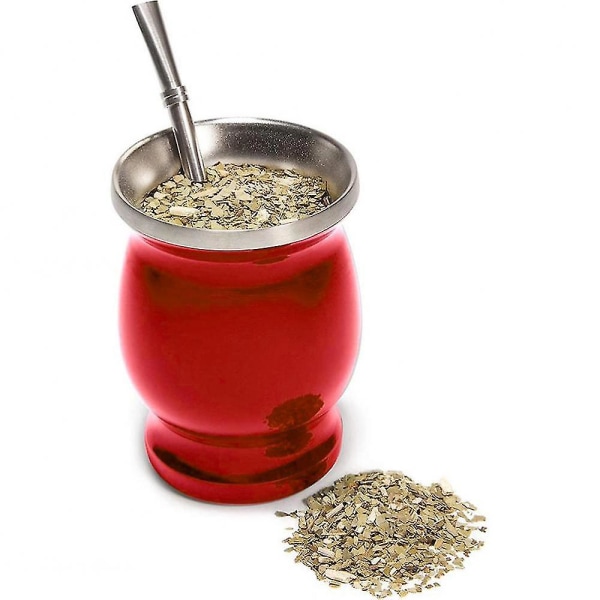 237 ml Yerba Mate Te Naturlig Kalebass Tekopp Set, Innehåller 1 Bombilla