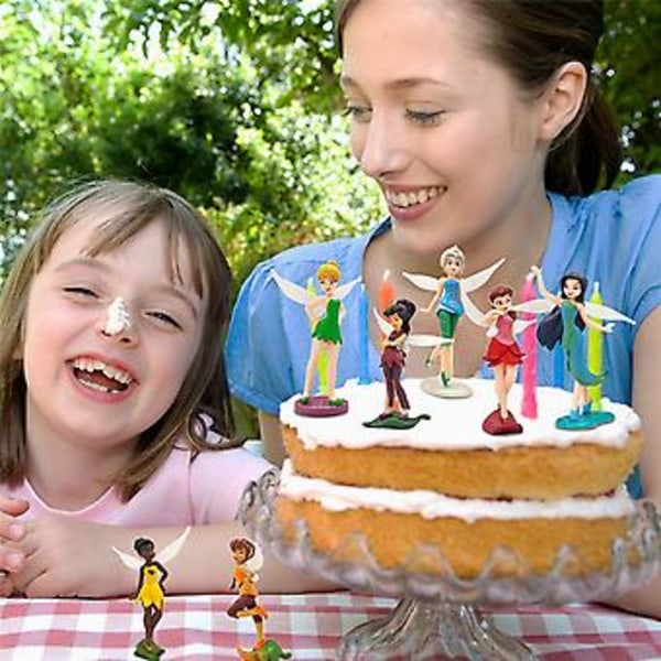 7 kpl Tinkerbell Keiju Pixie Minihahmot Kakunkoriste Lasten Tyttöjen Syntymäpäiväjuhliin Kakun Koristeluun Puutarhakasvien Ruukkujen Pienoiskoristeet ( )
