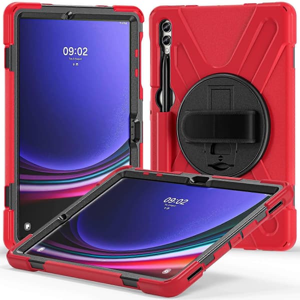 [LCS]För Samsung Galaxy Tab S10+ X826/S9 FE+/S9+/S8+/S7+ handledsrem surfplattefodral anti-rep PC+silikon
