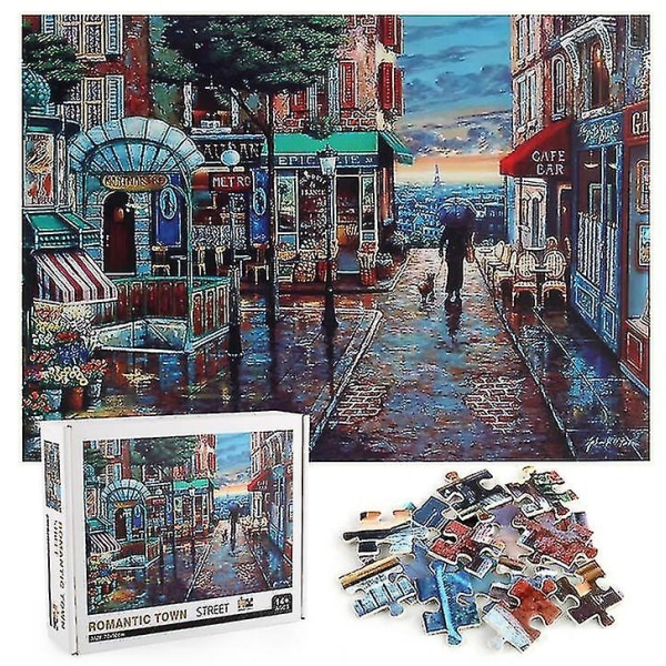 French Town Jigsaw Puzzle, 1000 st Pedagogiskt dekompressionspussel, väggdekoration