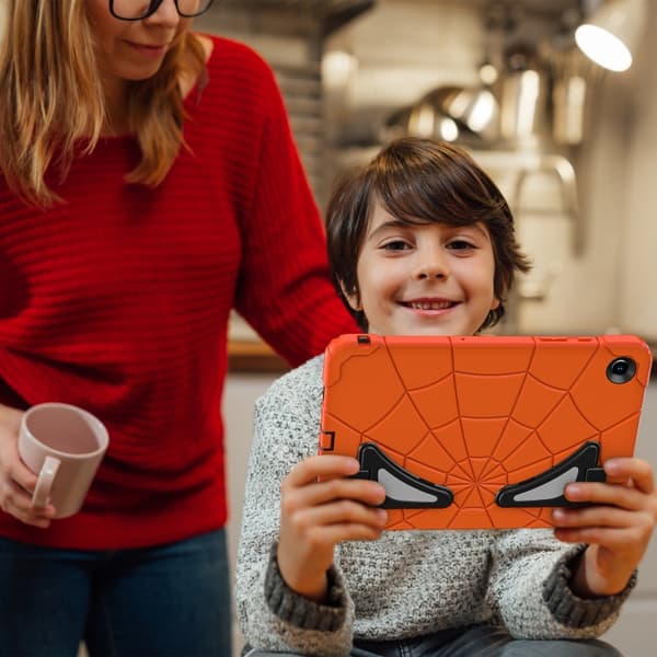 [LCS]Samsung Galaxy Tab A9+ / A11+ Spider Silikon Hybrid PC Støtsikkert Deksel Orange Svart