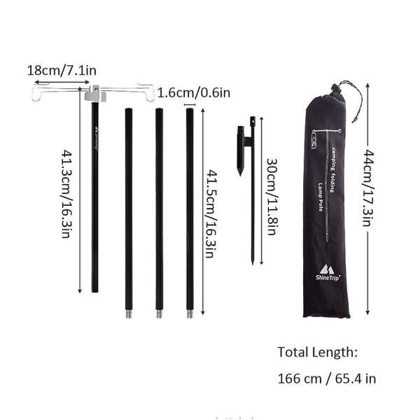 Lyktstativ hopfällbar lampa Bärbar multifunktionell campingljusstativ|utomhusverktyg (typ 1 svart)