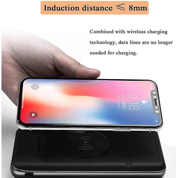 Qi 10000mah trådlös laddare, externt batteri med hög kapacitet för
