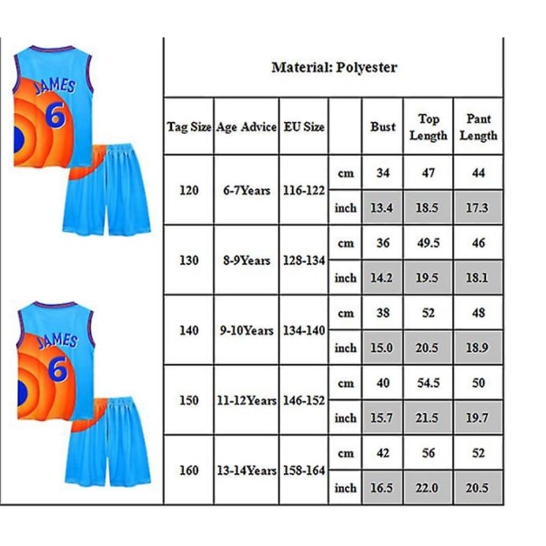 Space Jam Pojkar Lös Basket Ärmlös Tank & Shorts Set Tröjor Outfit 140cm