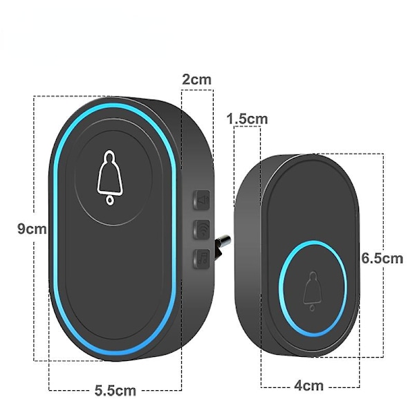 Hjem Velkommen Dørklokke Vandtæt 300m Fjernbetjening Smart Dørklokke Klokkespil Intelligent Trådløs Dørklokke Black