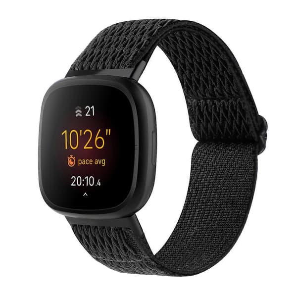 Fitbit Versa 4 / Sense 2 Universal Wave Nylon -ranneke Black