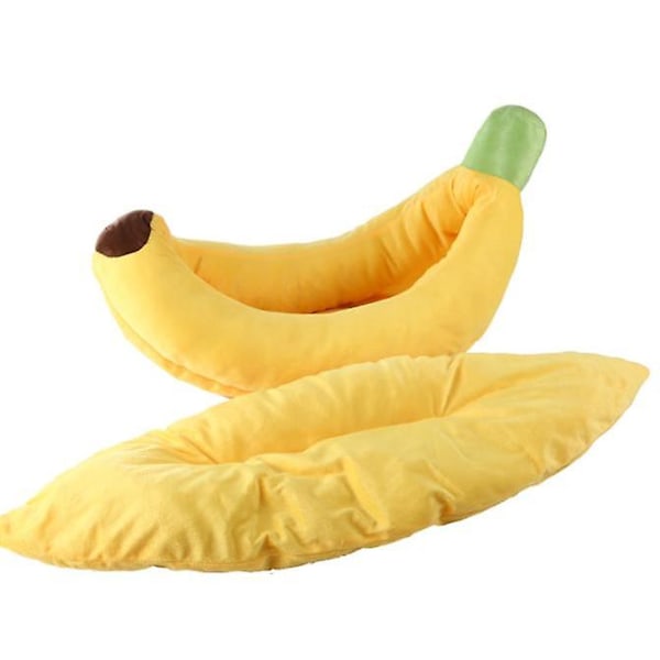 Hundeseng Katteseng Kæledyrsseng Komfortabel Og Vaskbar I Bananform XL