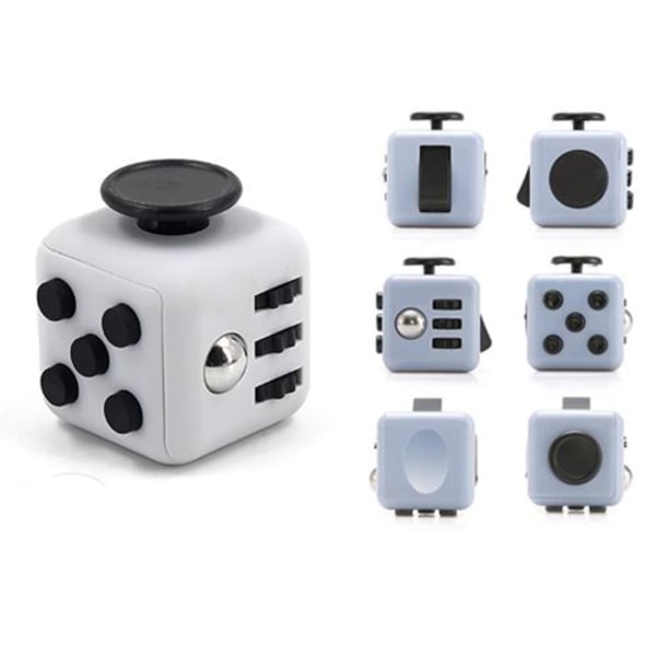 Fidget cube anti-stress modell ljusgrå svart