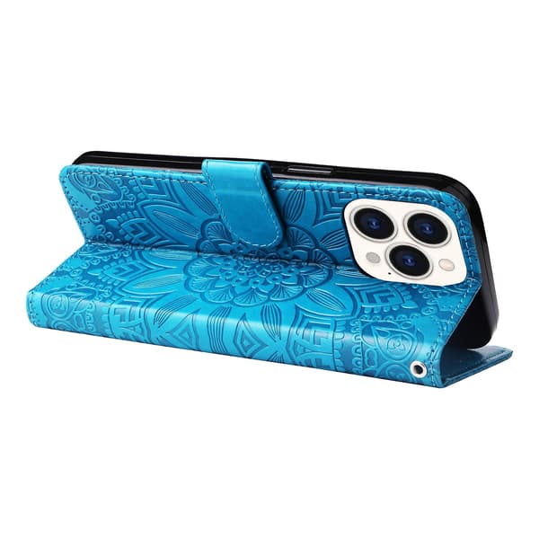 Læder telefoncover til iPhone 14 Pro Max Blue