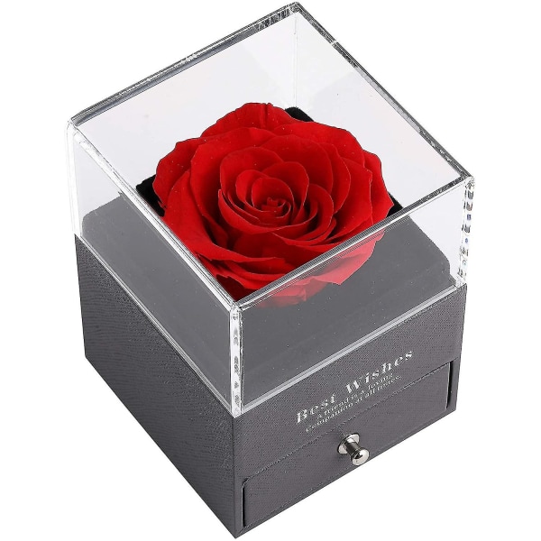 Eternal Rose presentförpackning med rosenhalsband, handgjord färsk rosepresent