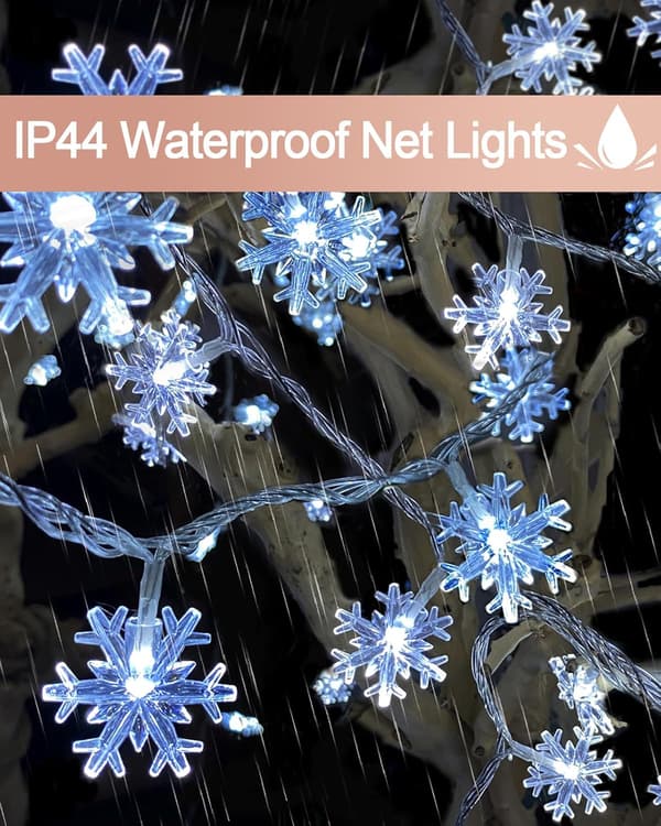 [LCS]100 LED Julsnøfnugglys, 32ft Snøfnugg Fairy String Lys Hvit White 66ft