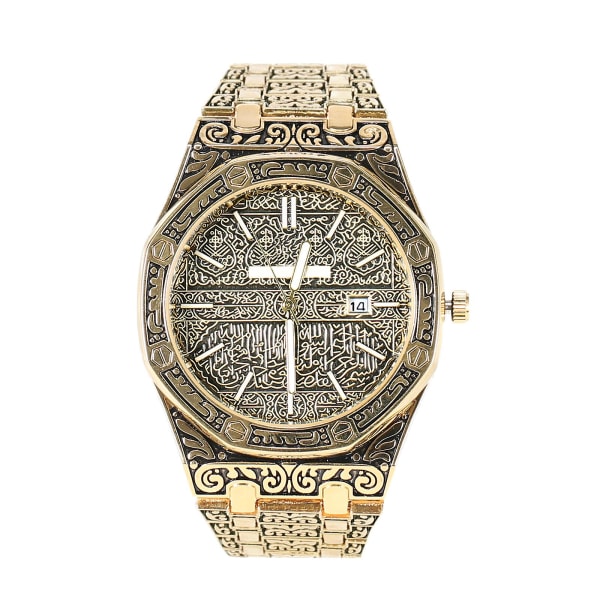 Mecca Edition Vintage Carved Watch Lyx Islamisk Watch För Män Business Gold Pink