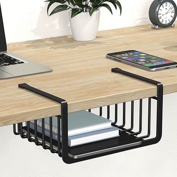 [LCS] Under-shelf Wire Basket Iron Black Multifunctional Space-saving Hanging Basket Organizer Under Cabinet