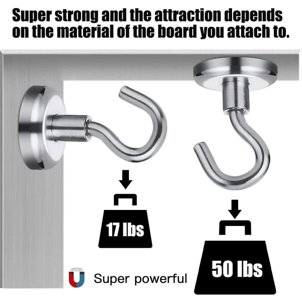 Kraftig magnetkrok, stark neodymmagnetkrok som håller upp till 66 pund, rostbeständig magnetisk hängare