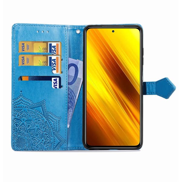 Mandala blomma präglat fodral för Xiaomi Poco X3 NFC Blue