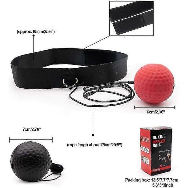 HJyang Boxningsreflexbollar, hastighetsfitnessboll med justerbart pannband ACD
