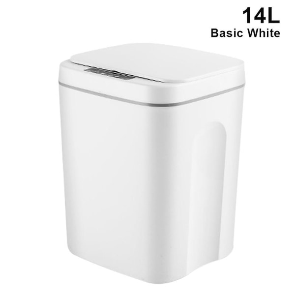 Smart Induktionsstyrd Touch-Soppa, Självförslutande Självbytande Sopsäck, Automatisk Öppning av Lock för Basic White 14L