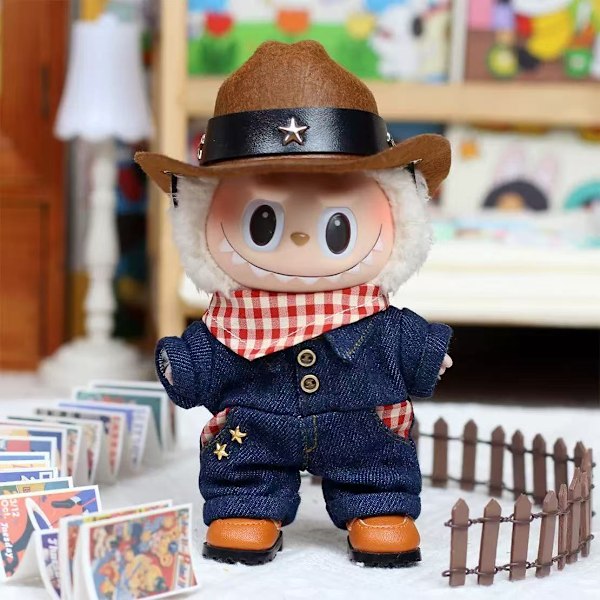 /NC/Labubu Outfit Cosplay Rollspel Release Labubu Cosplay Designkläder för Labubu Lyxkläder Handväska cowboy