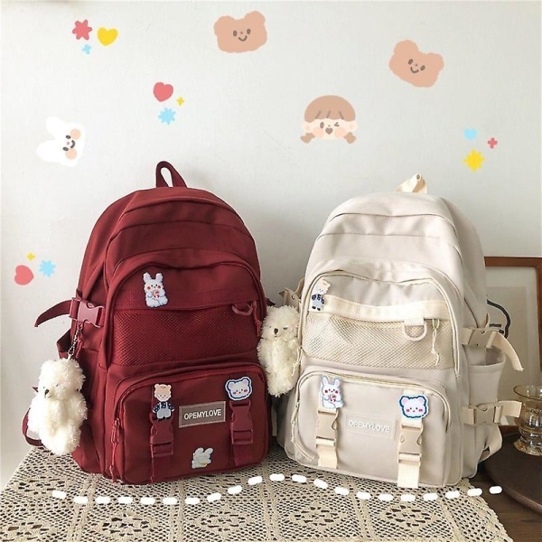 Dam Ryggsäckar Vattentätt Tyg Rucksack För Tonårsflickor Skolväska Student Bokväska Resa Beige