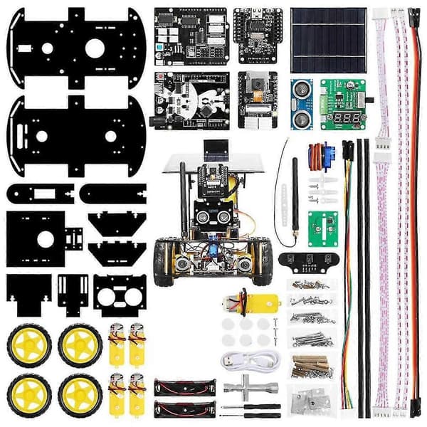 Programmerbar robotbilssats för professionell ESP32 Cam Solar Tracking och laddningssats DIY elektronikprojekt